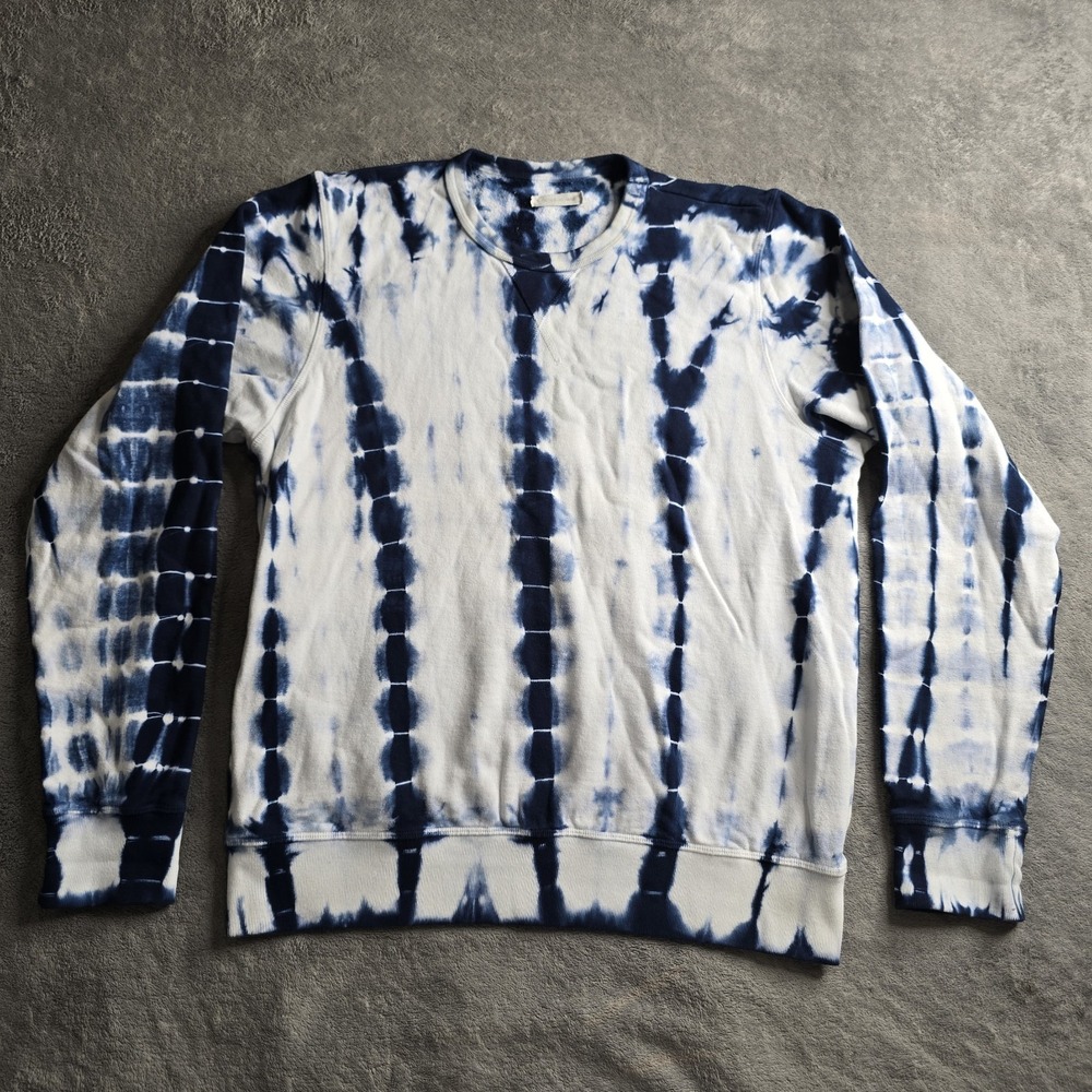 Outerknown Remote Surf Break Sweatshirt Mens Medium Blue Crewneck L/S Tie Dye